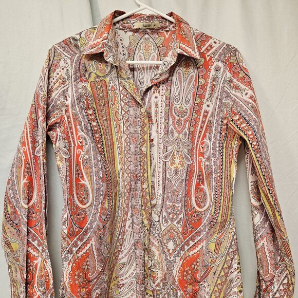 Etro cotton paisley print blouse size 46 made in Italy - Picture 9 of 9